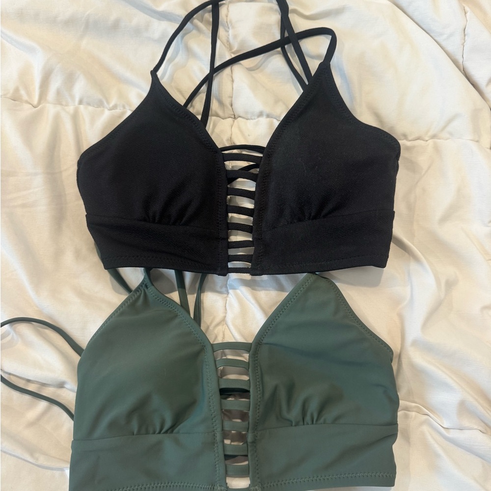 Girls swim top set 2- Black & Olive